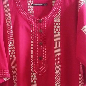 Gudrun Sjoden Rare Red Med Embroidered Dress w/pockets Tunic